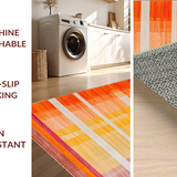 Ultra Soft Area Rug, Non Slip, Stain Resistant, Washable Area Rugs for Living Room, Bedroom, Artful Bright Tiled Composition(Orange)