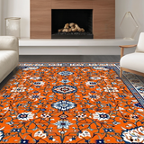 Ultra Soft Area Rug, Non Slip, Stain Resistant, Washable Area Rugs for Living Room, Bedroom, Artful Multicolored Medallion Style(Orange)