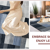 Ultra Soft Area Rug, Non Slip, Stain Resistant, Washable Area Rugs for Living Room, Bedroom, Contemporary Abstract Grey Tones(Blue)