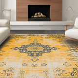 Ultra Soft Area Rug, Non Slip, Stain Resistant, Washable Area Rugs for Living Room, Bedroom, Colorful Abstract Patterned Delight(Yellow)