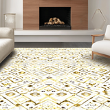Ultra Soft Area Rug, Non Slip, Stain Resistant, Washable Area Rugs for Living Room, Bedroom, Vibrant Modern Symmetrical Patterns(White)