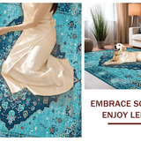 Ultra Soft Area Rug, Non Slip, Stain Resistant, Washable Area Rugs for Living Room, Bedroom, Rustic Ocean-Inspired Motif(Blue)