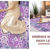 Ultra Soft Area Rug, Non Slip, Stain Resistant, Washable Area Rugs for Living Room, Bedroom, Whimsical Lavender Garden Design(Purple)
