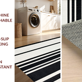 Ultra Soft Area Rug, Non Slip, Stain Resistant, Washable Area Rugs for Living Room, Bedroom, Modern Black White Stripe Rug Geometric Patterned(Black)