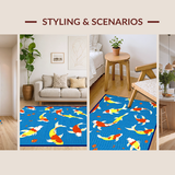Ultra Soft Area Rug, Non Slip, Stain Resistant, Washable Area Rugs for Living Room, Bedroom, Vivid Marine Animal Aesthetic(Blue)