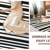 Ultra Soft Area Rug, Non Slip, Stain Resistant, Washable Area Rugs for Living Room, Bedroom, Modern Entry Carpet Bold Striped Design Indoor Outdoor Rug(Black)