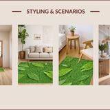Ultra Soft Area Rug, Non Slip, Stain Resistant, Washable Area Rugs for Living Room, Bedroom, Soft Green Insect Motif Dining Room Rug(Beige)