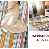 Ultra Soft Area Rug, Non Slip, Stain Resistant, Washable Area Rugs for Living Room, Bedroom, Dynamic Contemporary Woven Stripe Motif(Yellow)