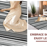 Ultra Soft Area Rug, Non Slip, Stain Resistant, Washable Area Rugs for Living Room, Bedroom, Minimalist Dual-Tone Striped Floor Covering with Absorbent Non-Slip Texture(Gray)