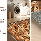 Ultra Soft Area Rug, Non Slip, Stain Resistant, Washable Area Rugs for Living Room, Bedroom, Rustic Warm Earth Tone Patterns(Orange)