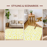 Ultra Soft Area Rug, Non Slip, Stain Resistant, Washable Area Rugs for Living Room, Bedroom, Lively Floral Patterned Decor(Yellow)
