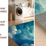 Ultra Soft Area Rug, Non Slip, Stain Resistant, Washable Area Rugs for Living Room, Bedroom, Oceanic Serenity Rug with Modern Turtle Silhouette and Coastal Swirl Motifs(Blue)