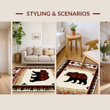 Ultra Soft Area Rug, Non Slip, Stain Resistant, Washable Area Rugs for Living Room, Bedroom, Southwest Wildlife Ethnic Pattern(Beige)