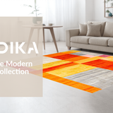Ultra Soft Area Rug, Non Slip, Stain Resistant, Washable Area Rugs for Living Room, Bedroom, Whimsical Soft Line Art Composition(Orange)