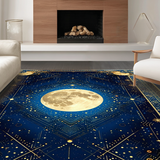 Ultra Soft Area Rug, Non Slip, Stain Resistant, Washable Area Rugs for Living Room, Bedroom, Vibrant Cosmic Medallion Aesthetic(Blue)