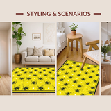 Ultra Soft Area Rug, Non Slip, Stain Resistant, Washable Area Rugs for Living Room, Bedroom, Charming Hexagon Floral Aesthetic(Yellow)