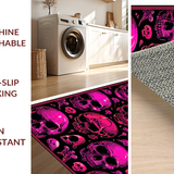 Ultra Soft Area Rug, Non Slip, Stain Resistant, Washable Area Rugs for Living Room, Bedroom, Playful Halloween Iconography Design(Pink)