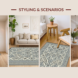 Ultra Soft Area Rug, Non Slip, Stain Resistant, Washable Area Rugs for Living Room, Bedroom, Stylish Monochrome Lattice Appeal(Beige)