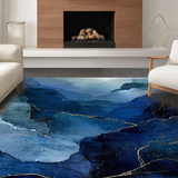 Ultra Soft Area Rug, Non Slip, Stain Resistant, Washable Area Rugs for Living Room, Bedroom, Indigo Cascade Rug, Sapphire Swirl, Abstract Wash Effect(Blue)