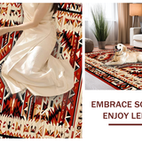 Ultra Soft Area Rug, Non Slip, Stain Resistant, Washable Area Rugs for Living Room, Bedroom, Textured Vintage Southwest Pattern(Red)