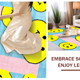 Ultra Soft Area Rug, Non Slip, Stain Resistant, Washable Area Rugs for Living Room, Bedroom, Colorful Happy Expressions Pattern(Yellow)