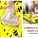 Ultra Soft Area Rug, Non Slip, Stain Resistant, Washable Area Rugs for Living Room, Bedroom, Playful Half Moon Floral Touch(Yellow)