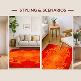 Ultra Soft Area Rug, Non Slip, Stain Resistant, Washable Area Rugs for Living Room, Bedroom, Chic Abstract Flame Aesthetic Fusion(Orange)