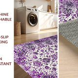 Ultra Soft Area Rug, Non Slip, Stain Resistant, Washable Area Rugs for Living Room, Bedroom, Cozy Earth Tone Vintage Print(Purple)