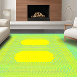 Ultra Soft Area Rug, Non Slip, Stain Resistant, Washable Area Rugs for Living Room, Bedroom, Sunny Playful Curved Motif(Yellow)