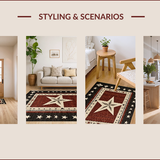 Ultra Soft Area Rug, Non Slip, Stain Resistant, Washable Area Rugs for Living Room, Bedroom, Elegant Textured Brown Motif(Red)