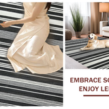 Ultra Soft Area Rug, Non Slip, Stain Resistant, Washable Area Rugs for Living Room, Bedroom, Contemporary Porch Rug Showcasing Bold Mono Stripe and Graphic Linear Motif(Black)