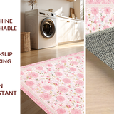 Ultra Soft Area Rug, Non Slip, Stain Resistant, Washable Area Rugs for Living Room, Bedroom, Vibrant Daisy Pattern Delight(Pink)