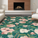 Ultra Soft Area Rug, Non Slip, Stain Resistant, Washable Area Rugs for Living Room, Bedroom, Rustic Botanical Green Palette(Green)