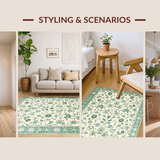 Ultra Soft Area Rug, Non Slip, Stain Resistant, Washable Area Rugs for Living Room, Bedroom, Eclectic Soft Pastel Floral Motif(Beige)