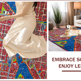 Ultra Soft Area Rug, Non Slip, Stain Resistant, Washable Area Rugs for Living Room, Bedroom, Vibrant Cityscape Playful Aesthetic(Red)