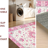 Ultra Soft Area Rug, Non Slip, Stain Resistant, Washable Area Rugs for Living Room, Bedroom, Rustic Soft Floral Texture(White)