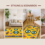 Ultra Soft Area Rug, Non Slip, Stain Resistant, Washable Area Rugs for Living Room, Bedroom, Dynamic Color Blocking Design(Yellow)
