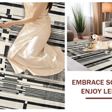 Ultra Soft Area Rug, Non Slip, Stain Resistant, Washable Area Rugs for Living Room, Bedroom, Savanna Inspired Striped Carpet, Contemporary Graphic Print Rug, Artistic(Black)