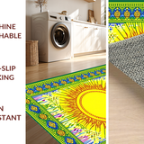 Ultra Soft Area Rug, Non Slip, Stain Resistant, Washable Area Rugs for Living Room, Bedroom, Joyful Abstract Sunburst Theme(Yellow)