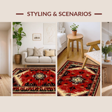 Ultra Soft Area Rug, Non Slip, Stain Resistant, Washable Area Rugs for Living Room, Bedroom, Elegant Transitional Red Patterns(Red)