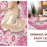 Ultra Soft Area Rug, Non Slip, Stain Resistant, Washable Area Rugs for Living Room, Bedroom, Artistic Bright Floral Impression(Pink)