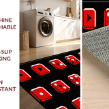 Ultra Soft Area Rug, Non Slip, Stain Resistant, Washable Area Rugs for Living Room, Bedroom, Dynamic Tiled Pattern in Black(Red)