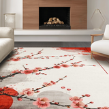 Ultra Soft Area Rug, Non Slip, Stain Resistant, Washable Area Rugs for Living Room, Bedroom, Contemporary Red Blossom Print(Red)