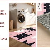 Ultra Soft Area Rug, Non Slip, Stain Resistant, Washable Area Rugs for Living Room, Bedroom, Modern Cute Cat Print Concept(Pink)