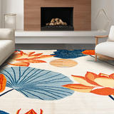 Ultra Soft Area Rug, Non Slip, Stain Resistant, Washable Area Rugs for Living Room, Bedroom, Elegant Colorful Leaf Pattern(Orange)