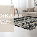 Ultra Soft Area Rug, Non Slip, Stain Resistant, Washable Area Rugs for Living Room, Bedroom, Dynamic Boho Wave Pattern(Black)