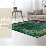 Ultra Soft Area Rug, Non Slip, Stain Resistant, Washable Area Rugs for Living Room, Bedroom, Trendy Geometric Green Aesthetic(Green)