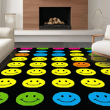 Ultra Soft Area Rug, Non Slip, Stain Resistant, Washable Area Rugs for Living Room, Bedroom, Joyful Contemporary Smiley Art(Yellow)