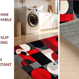 Ultra Soft Area Rug, Non Slip, Stain Resistant, Washable Area Rugs for Living Room, Bedroom, Dynamic Monochrome Rhythm Patterns(Red)