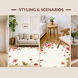 Ultra Soft Area Rug, Non Slip, Stain Resistant, Washable Area Rugs for Living Room, Bedroom, Luxurious Blooming Elegance Theme(White)